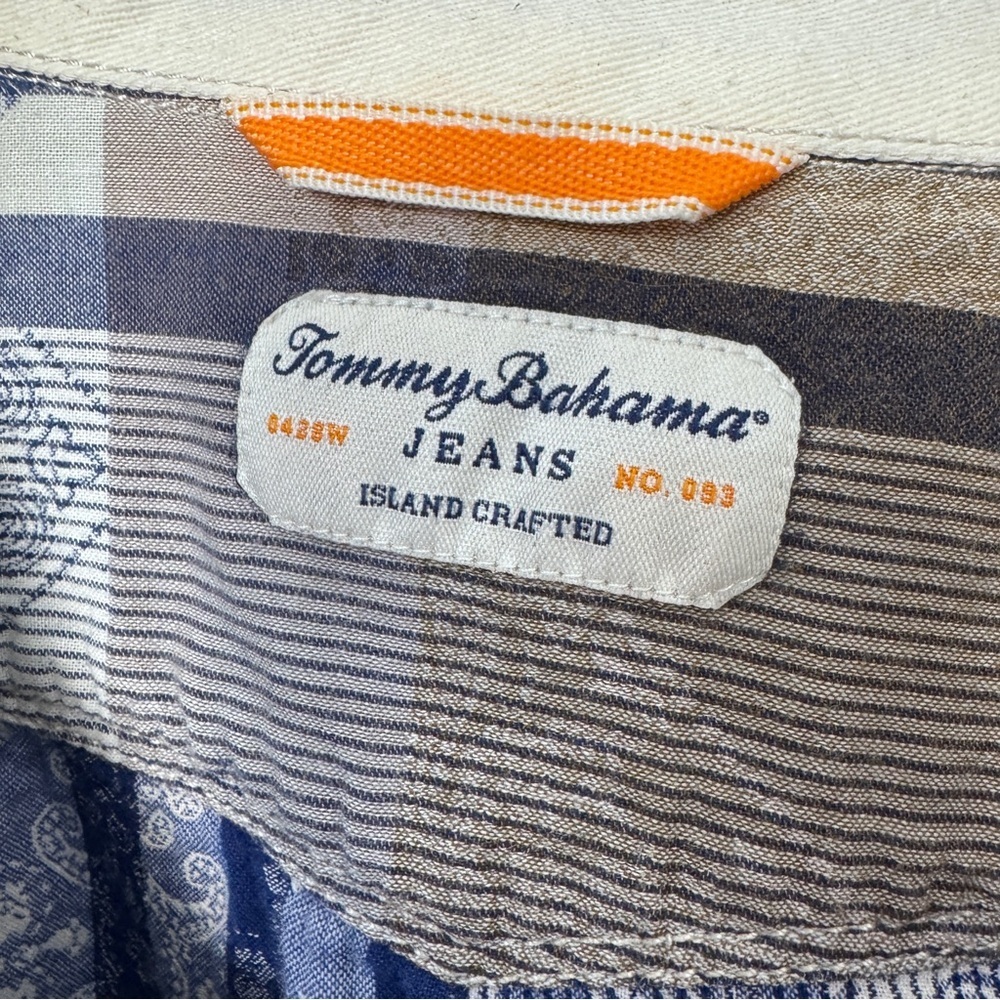 Tommy Bahama Jeans XL Patchwork Plaid Button Down Shirt 100% Cotton - Picture 2 of 9